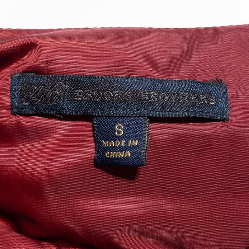 Brooks Brothers Down Puffer Jacket Women's Small Full Zip Crewneck Solid Red 346