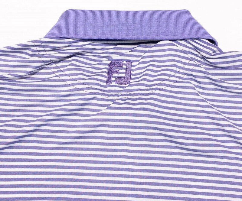 FootJoy Golf Polo Large (Fits XL) Men's Purple White Striped Wicking Stretch