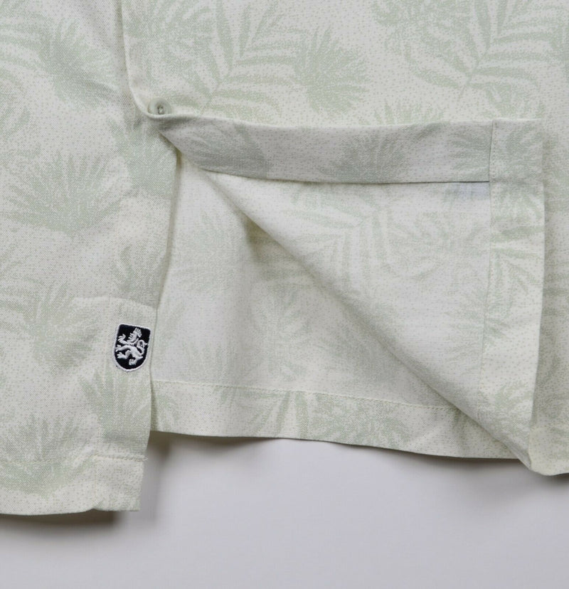 Nat Nast Men's Sz 2XL Silk Blend Floral Dot White Green Hawaiian Aloha Shirt