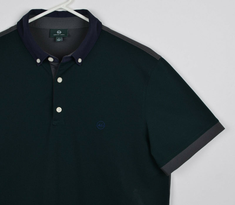 AG Green Label Mens Small Forest Green Colorblock Adriano Goldschmied Polo Shirt