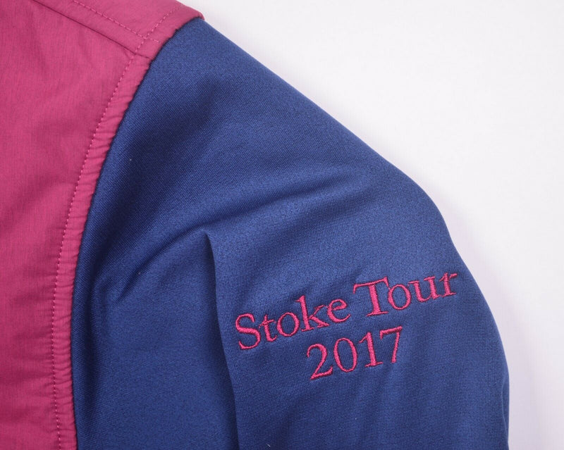 Peter Millar Crown Sport Men's Large Golf Pink Blue Fleece Pullover Jacket