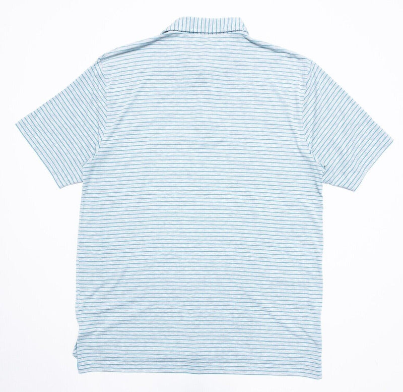 Tasc Bamboo Shirt Medium Men's Polo Blue Gray Striped Modal Blend Soft Stretch