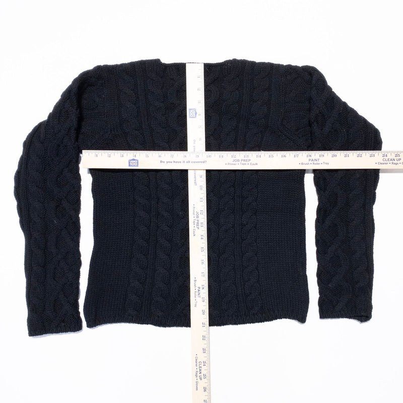 Aran Crafts Cable-Knit Sweater Women's Medium Black Irish Fisherman Merino Wool