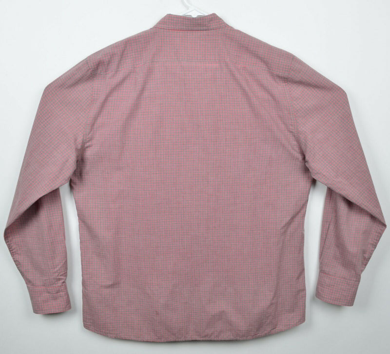 Marine Layer Men's XL Pink Gray Plaid Check Polyester Cotton Button-Down Shirt