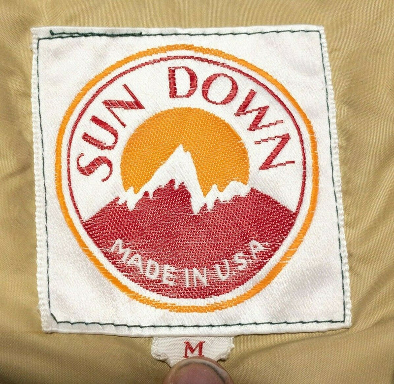 Sun Down Men's Medium Vintage 70s Down Fill Puffer Vest USA Green Ski Winter