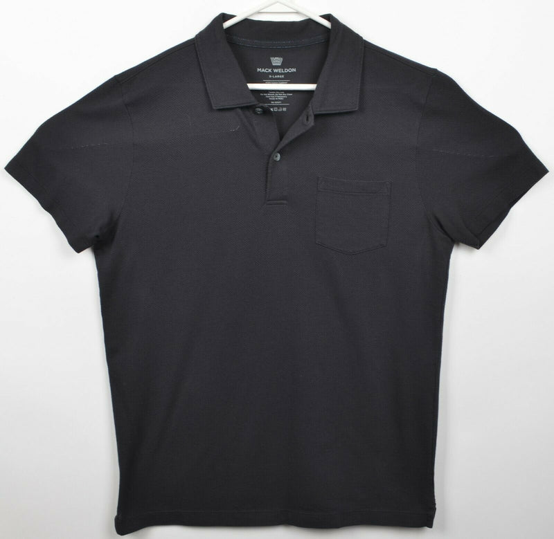 Mack Weldon Men's XL Solid Black Combed Cotton Modal Blend Athleisure Polo Shirt