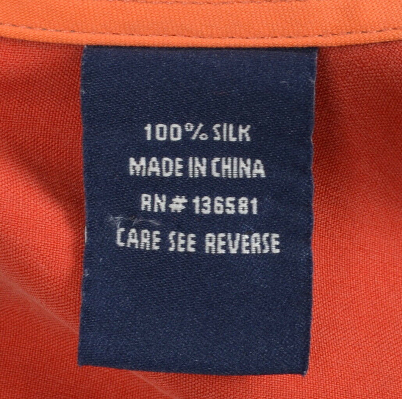 Nat Nast Men's Sz Large 100% Silk Orange Gray Geometric Hawaiian Aloha Shirt
