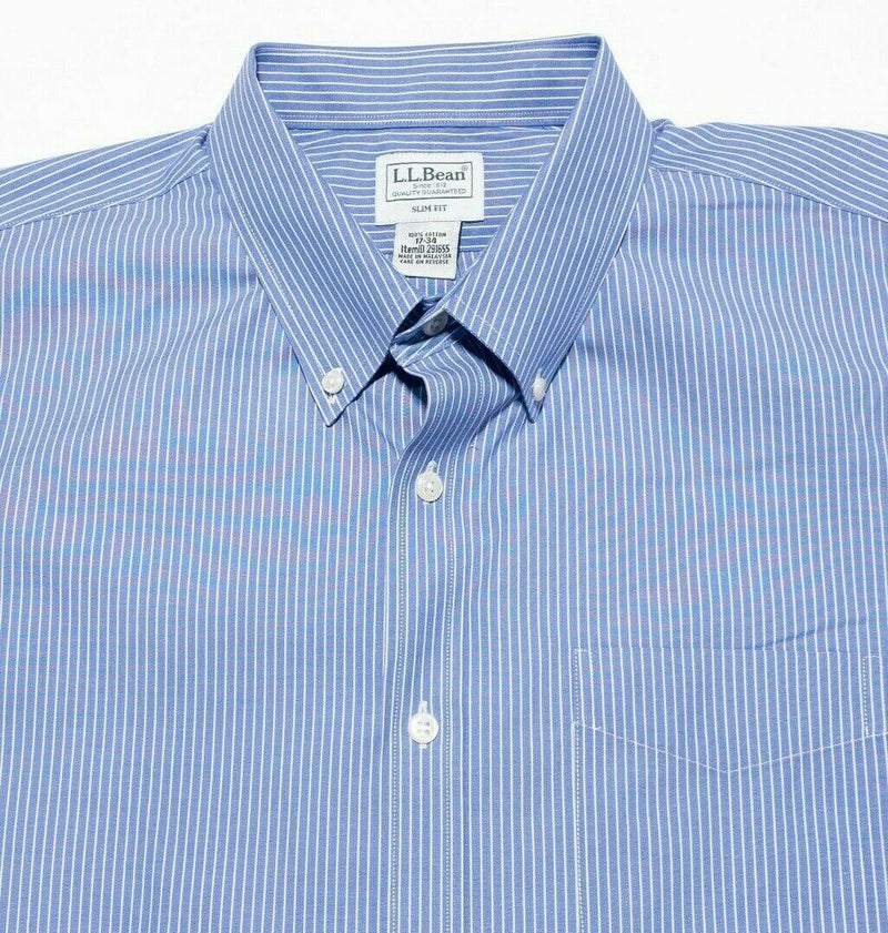 L.L. Bean Wrinkle-Free Pinpoint Oxford Cloth Shirt Blue Men's 17-34 Slim Fit