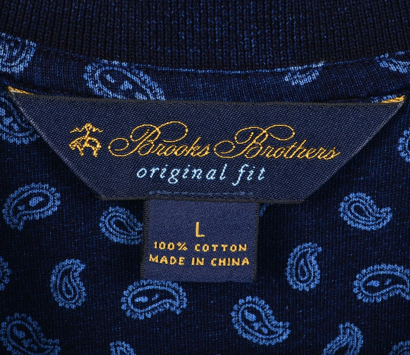 Brooks Brothers Men's Large Original Fit Paisley Blue Navy Polo Shirt
