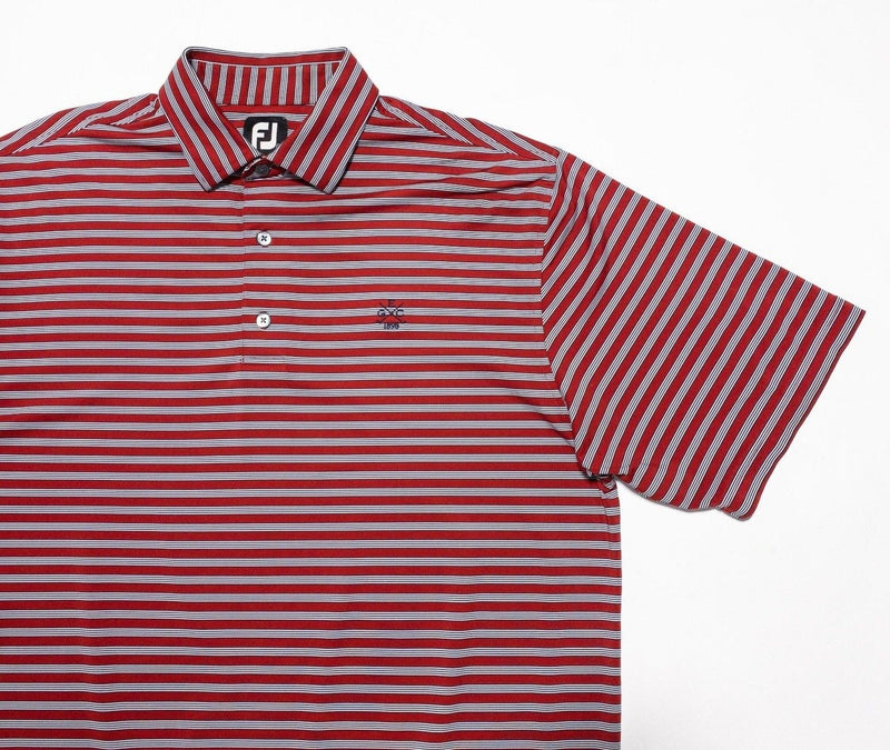 FootJoy Large Golf Shirt Men's Polo Red Striped Wicking Stretch Performance