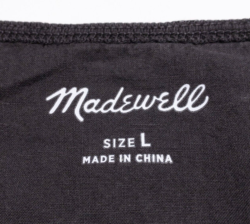 Madewell Henley Shirt Men's Large Long Sleeve Faded Broken-In Black