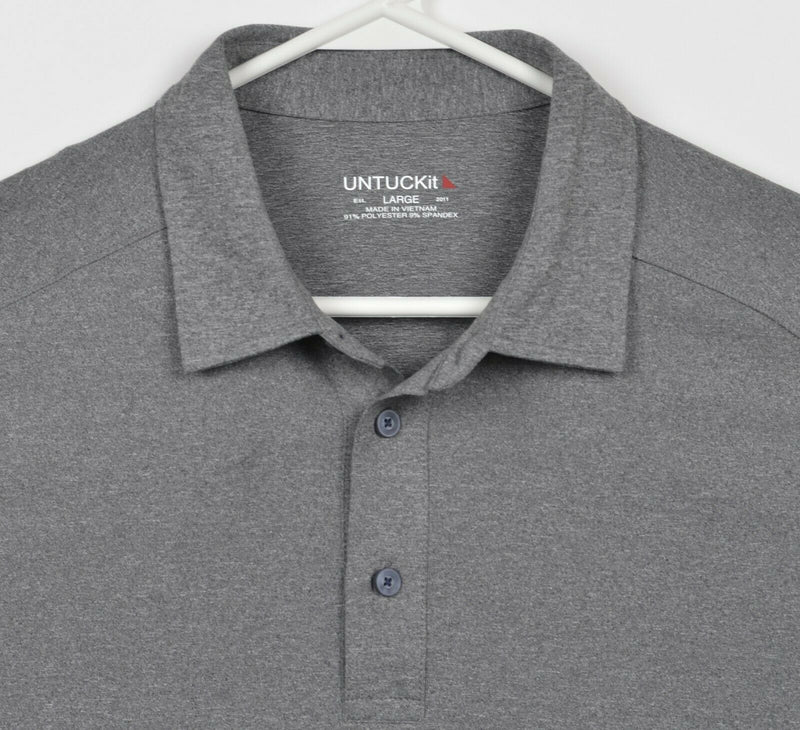 UNTUCKit Men's Large Heather Gray Polyester Wicking Performance Polo Shirt