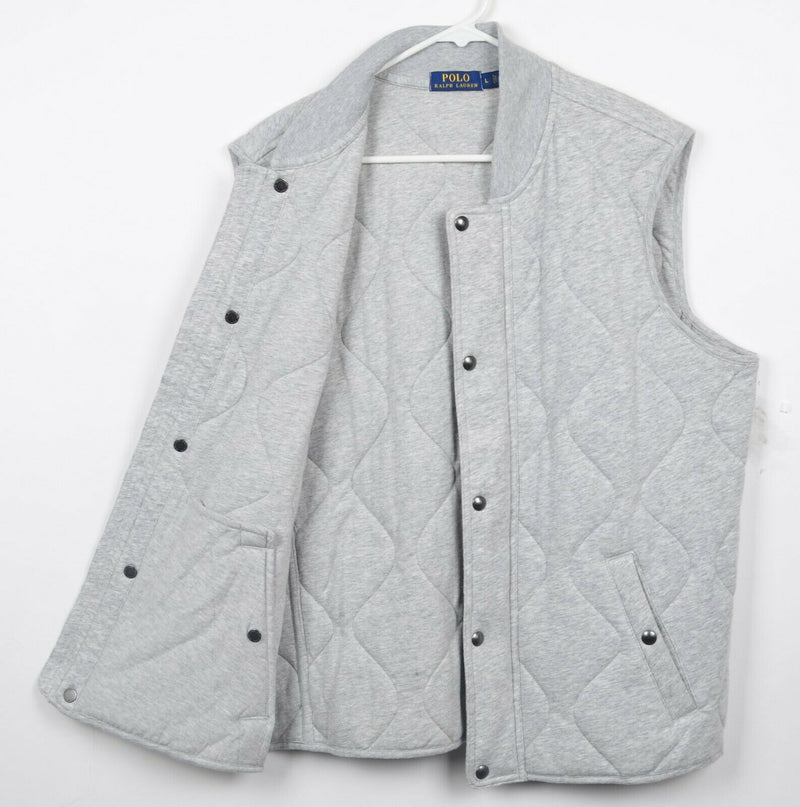 Polo Ralph Lauren Men's Large Quilted Heather Gray Zip Snap Vest