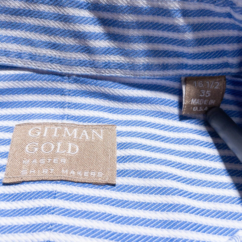 Gitman Bros. Vintage Shirt Men's 16.5-35 Blue Striped Long Sleeve USA