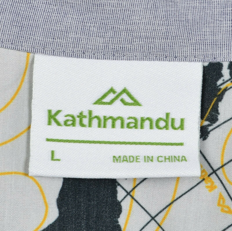 Kathmandu Men's Large Gray Polyester Wicking Hiking Outdoor Button-Front Shirt