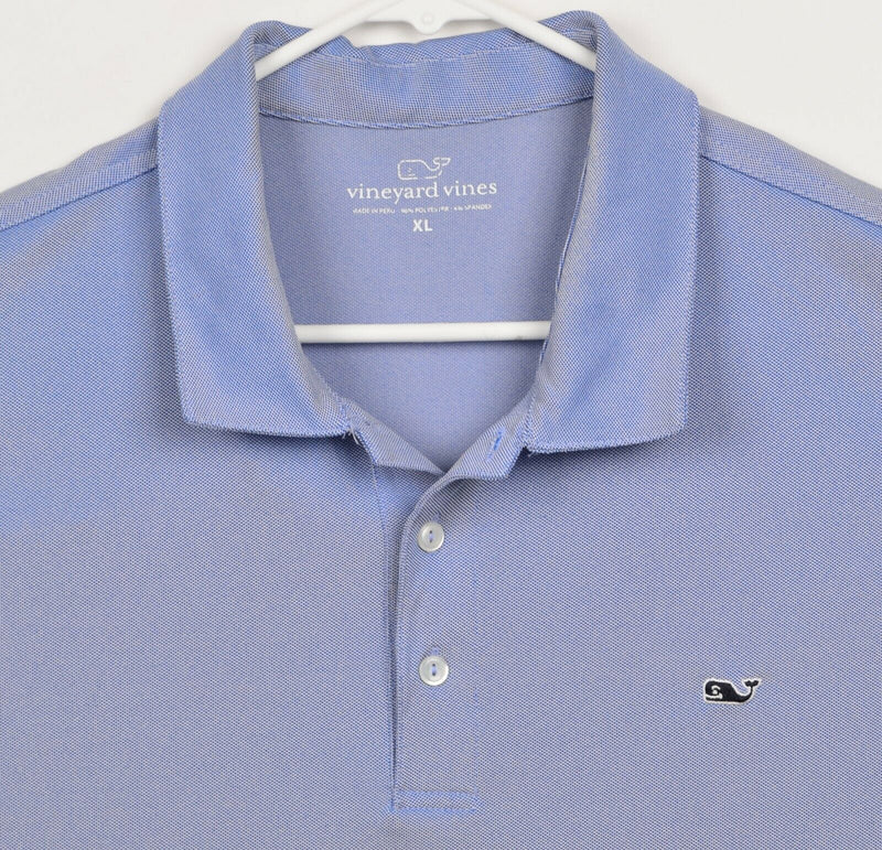 Vineyard Vines Men's XL Blue Whale Polyester Spandex Performance Golf Polo Shirt