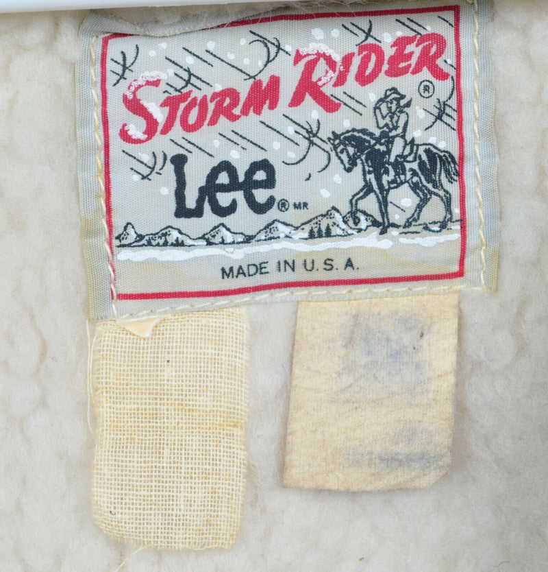 Vintage Lee Storm Rider Men's Large? Denim Blue Jean Sherpa Zig-Zag Trucker Vest