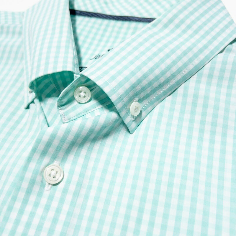 johnnie-O Prep-Formance Men's Large Shirt Bamboo Mint Green White Check Preppy