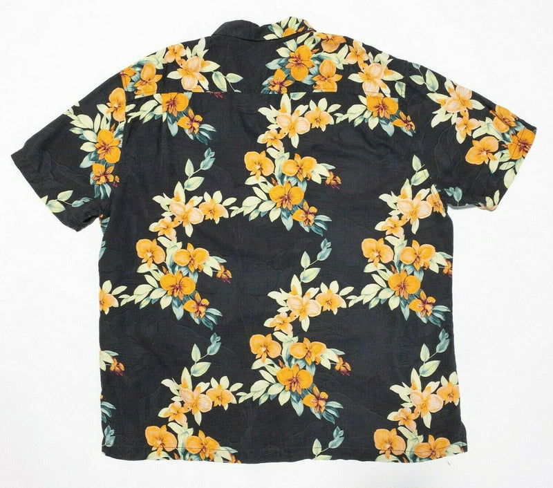 Tommy Bahama Silk Shirt 3XL Hawaiian Aloha Men's Floral Colorful Textured Orange