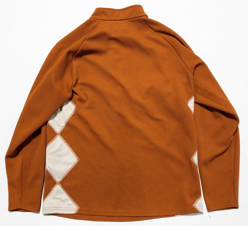 iliac Golf Men's Large Orange Argyle 1/4 Zip Bert LaMar Feathery Pullover Jacket