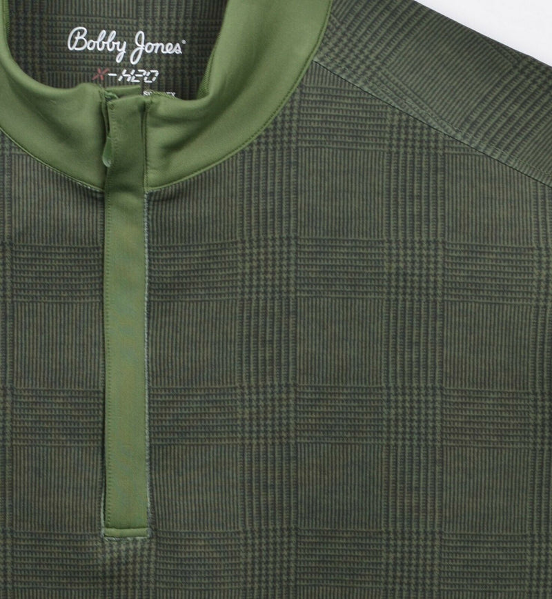 Bobby Jones X-H20 Men's Large Green Glen Check Plaid 1/4 Zip Golf Jacket