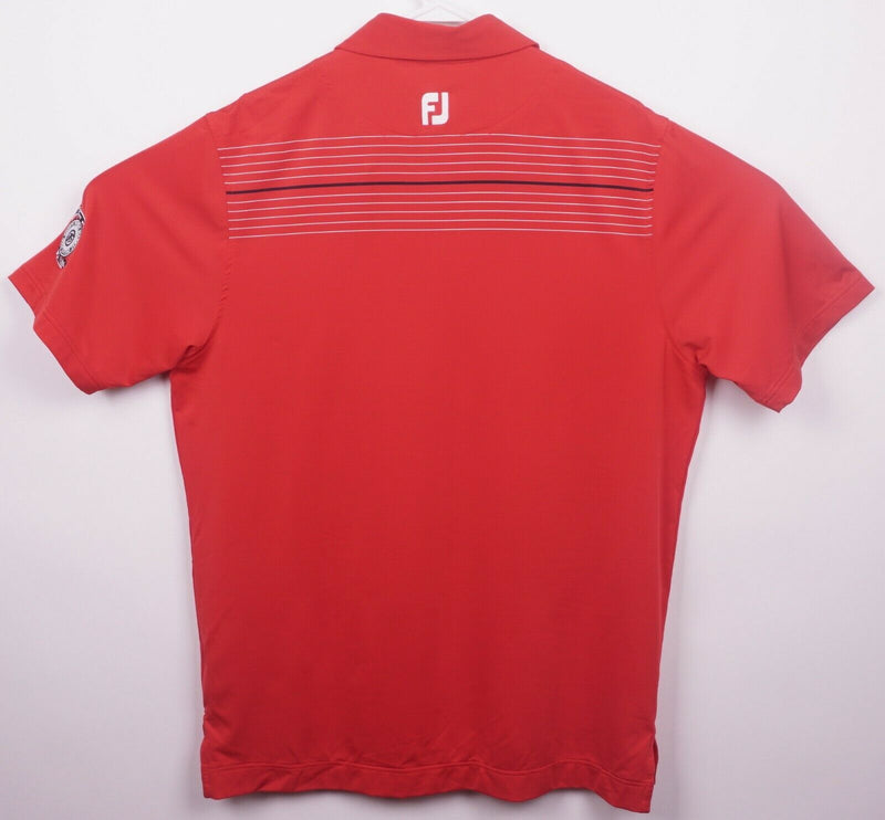 FootJoy Men's Large Athletic Fit Red Striped Wicking FJ Golf Polo Shirt