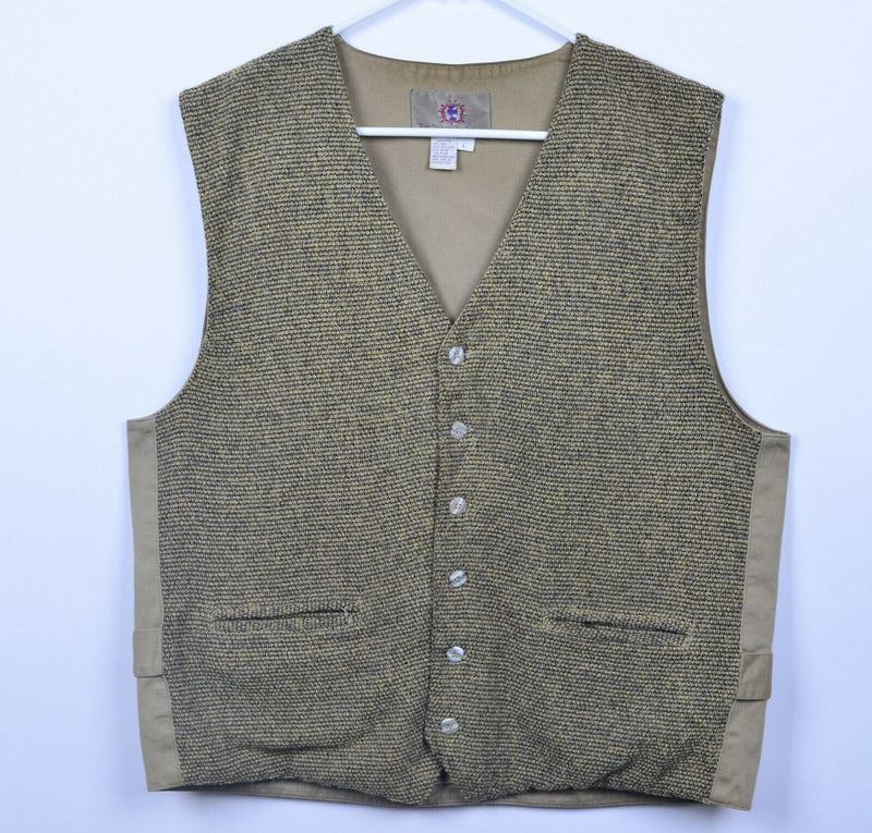 The Territory Ahead Men's Large Wool Blend Woven Brown Waistcoat Vest STAINED