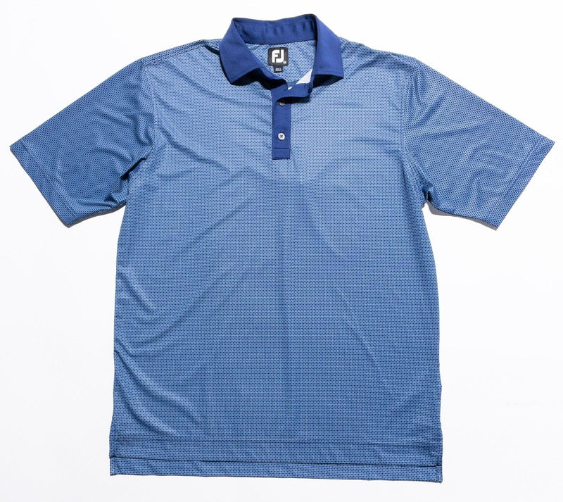 FootJoy Golf Shirt Men's Medium Blue Check Wicking Stretch Performance Polo
