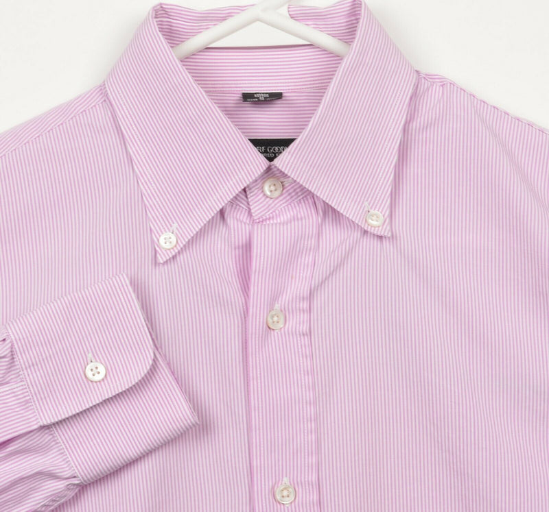 Bergdorf Goodman Men's Medium Tailored Pink Pinstriped Italy Button-Down Shirt