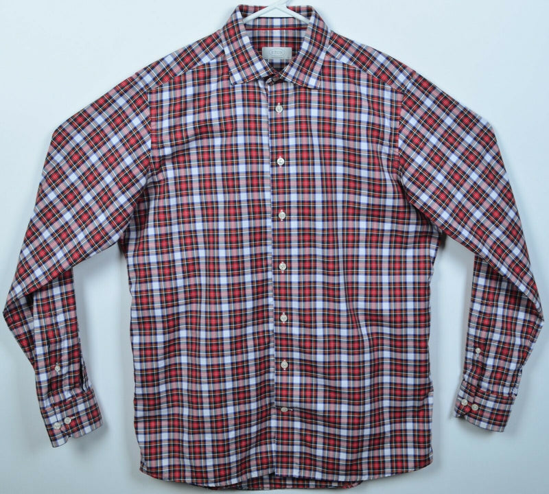 Eton Contemporary Men's 16/41 Red Tartan Plaid Button-Front Dress Shirt