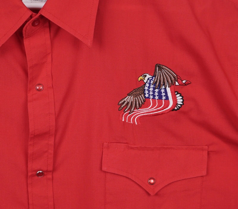 Round 'Em Western Gear Men's XL Pearl Snap Embroidered Eagle Flag Western Shirt