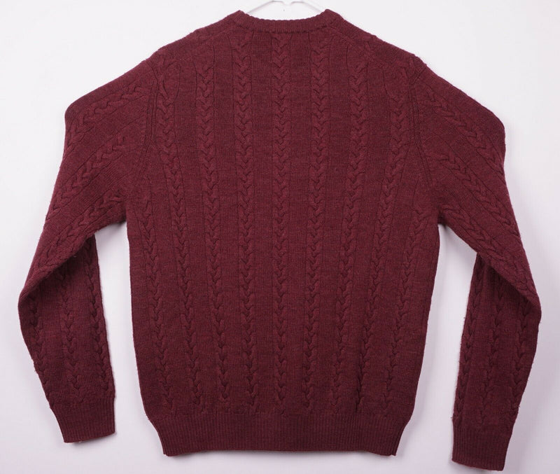 Brooks Brothers Men's Sz Medium Saxxon 100% Wool Cable-knit Red Pullover Sweater