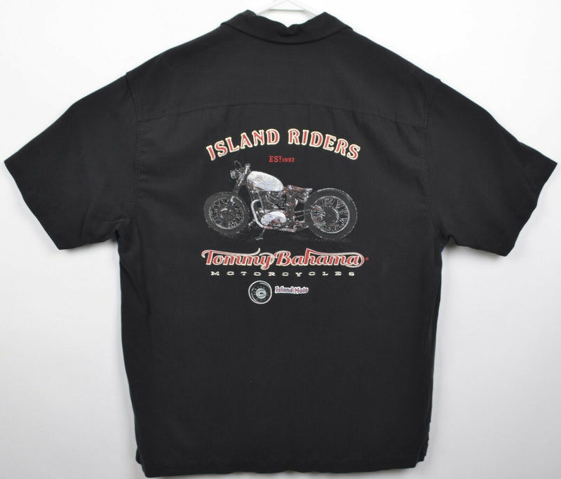 Tommy Bahama Men's XL? Island Riders Motorcycles Silk Embroidered Hawaiian Shirt