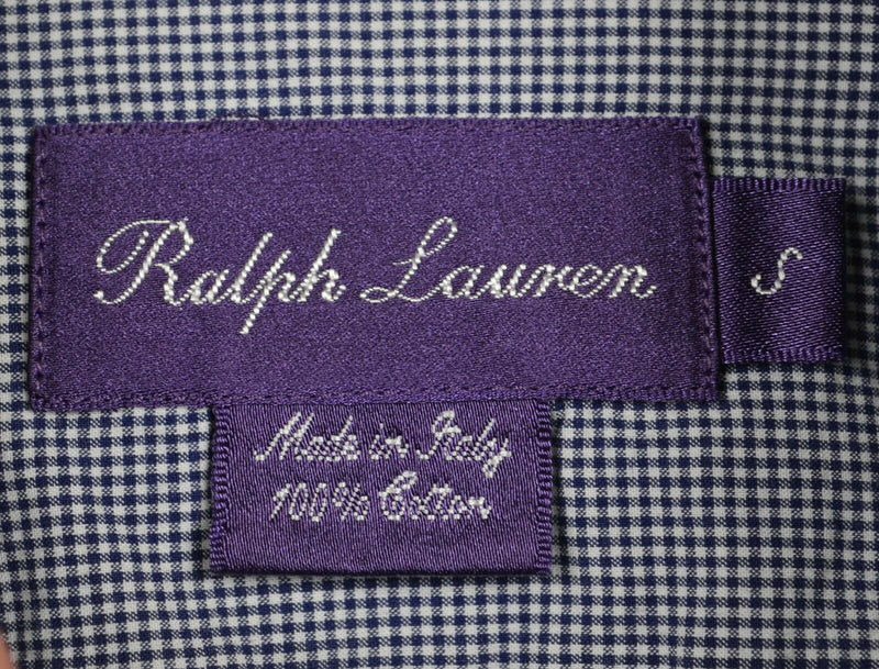 Ralph Lauren Purple Label Men's Small Navy Blue Check Italy Button-Down Shirt