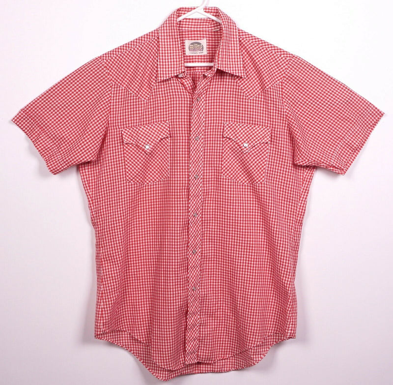 Miller Western Wear Men's 16.5 (Large) Pearl Snap Red Gingham Check Shirt