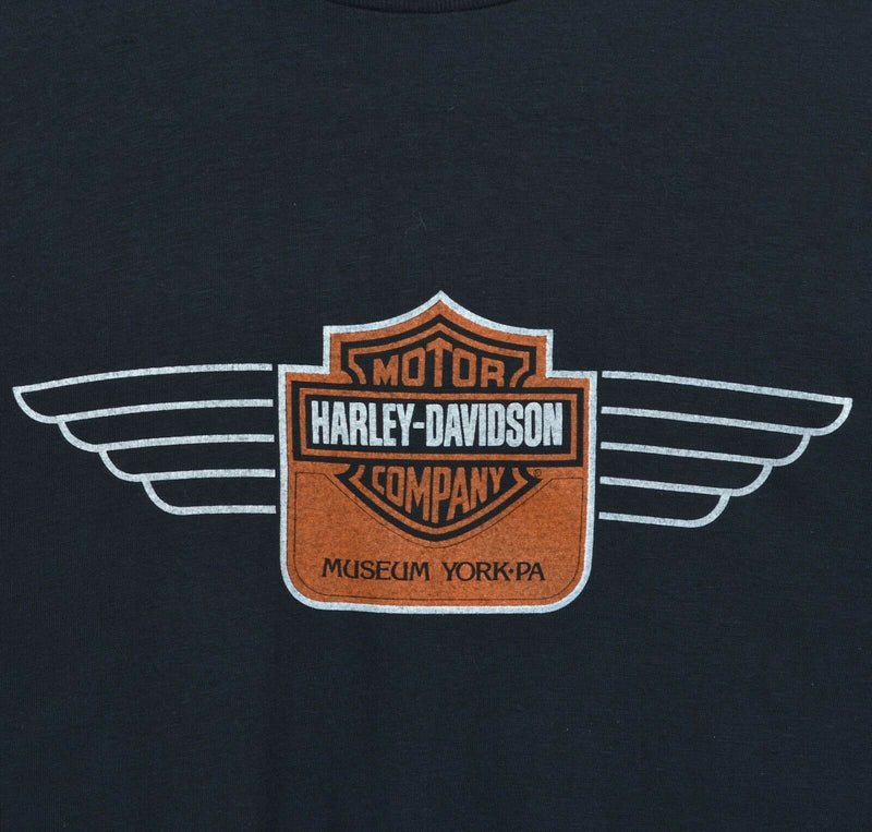 Vtg 80s Harley-Davidson Men's Sz Large Museum York, PA 50/50 Paper Thin Shirt