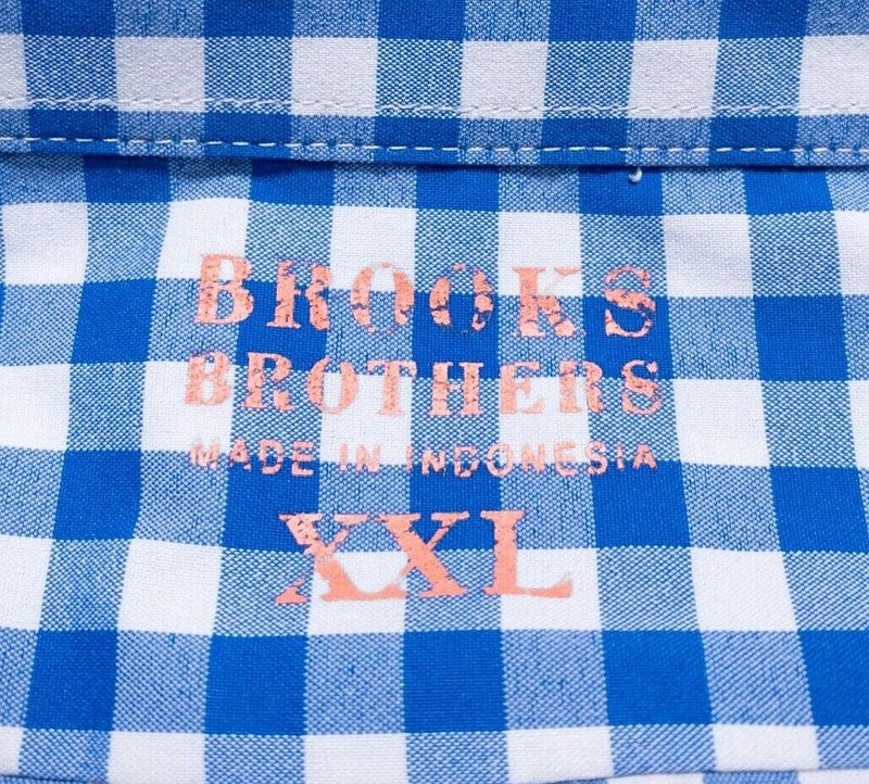 Brooks Brothers XXL Shirt Men's Performance Nylon Wicking Blue Check Long Sleeve