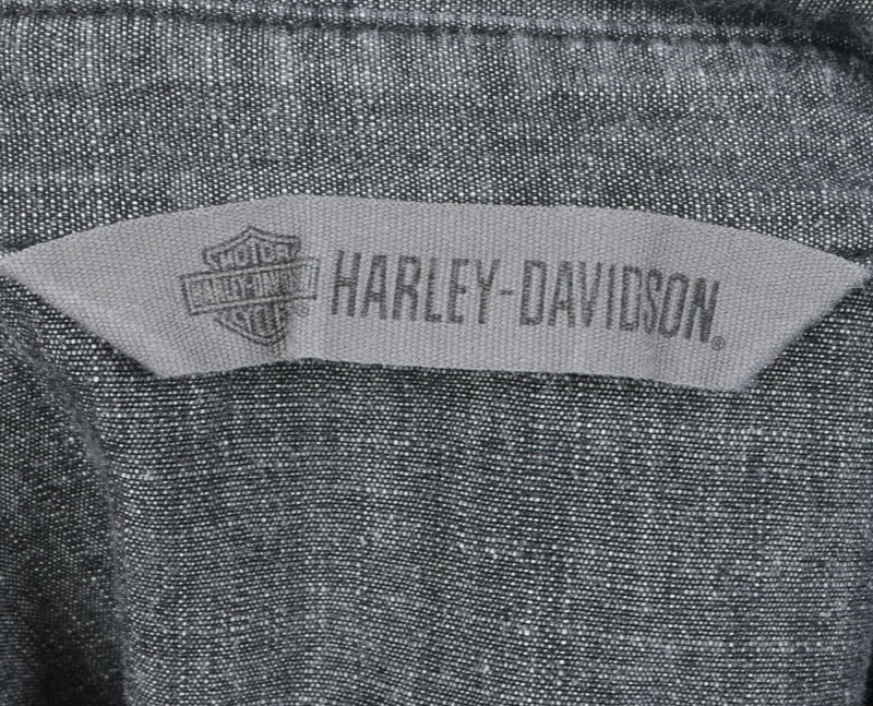 Harley-Davidson Men's Sz Large Snap-Front HDMC Gray Biker Motorcycle Shirt