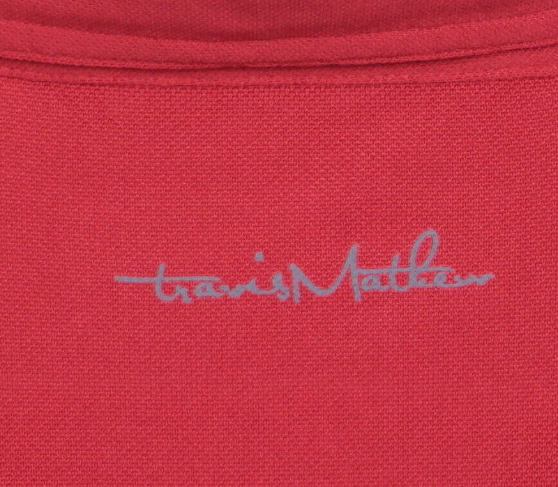 Travis Mathew Men's XL Red Striped Polyester Blend Wicking Golf Polo Shirt