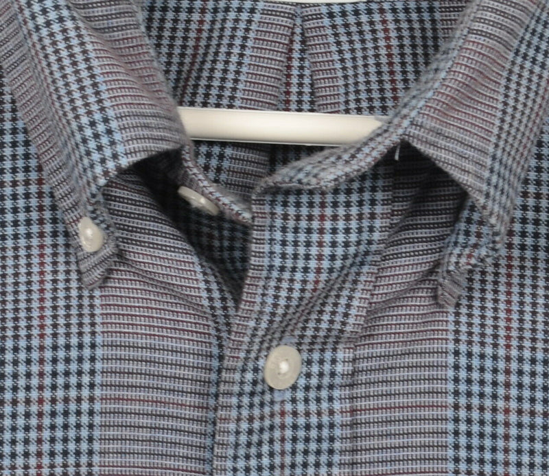 Brooks Brothers Men's Large Red Navy Glen Check Plaid Button-Down Regent Shirt