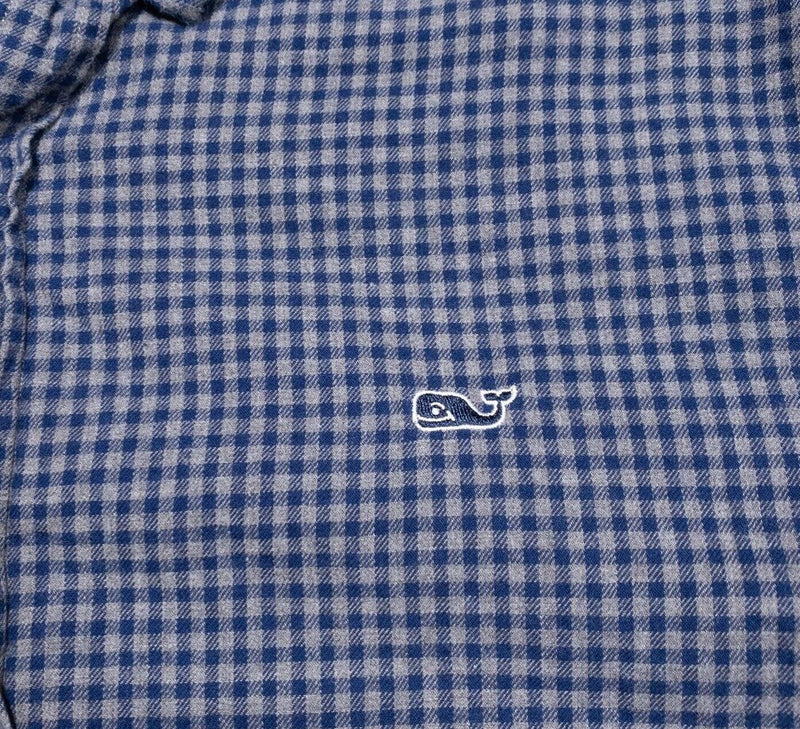 Vineyard Vines Whale Shirt Large Men's Gray Blue Check Long Sleeve Button-Down