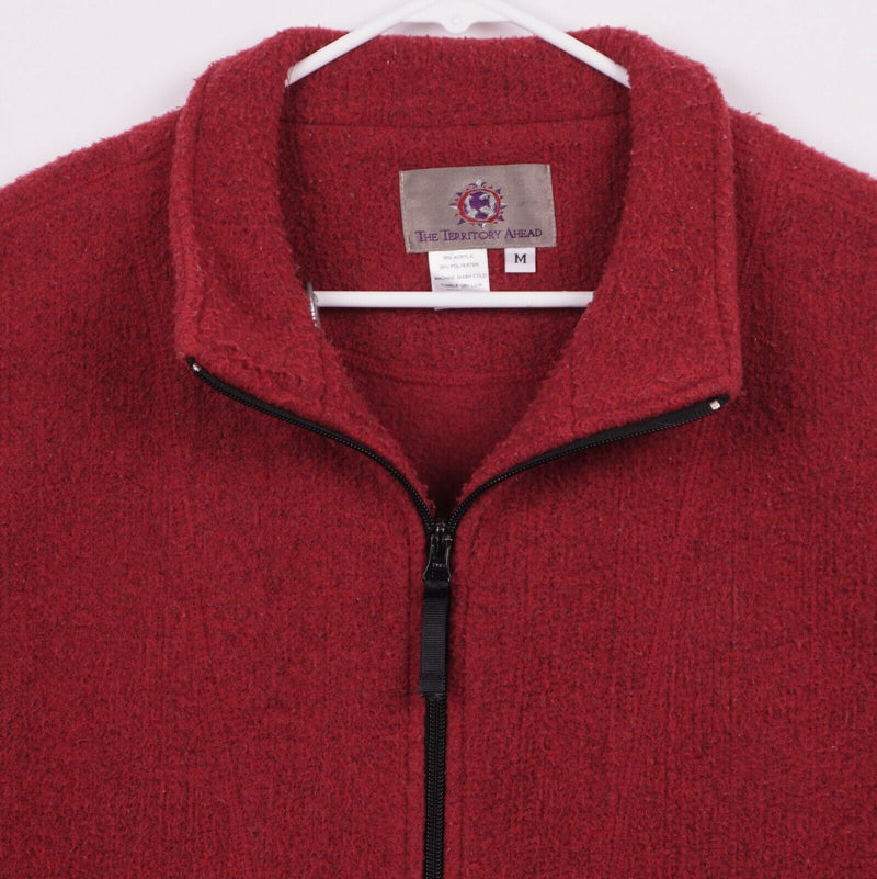 The Territory Ahead Men's Medium Solid Red Fleece USA Made Full Zip Jacket
