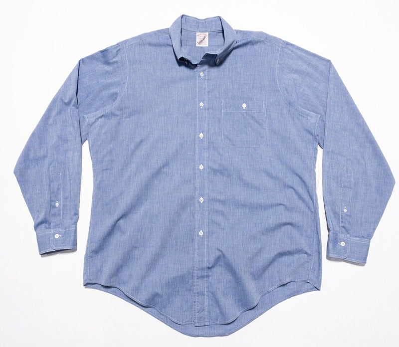 Brooks Brothers 16.5 Button-Down Men's Dress Shirt Blue Classic Long Sleeve