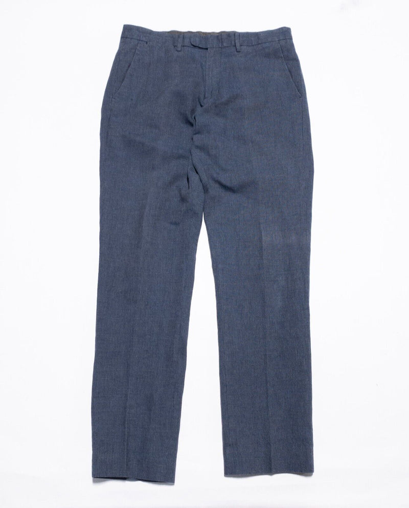 J. Crew Linen Pants Men's 32x32 Bowery Blue Linen Blend Preppy Baird McNutt