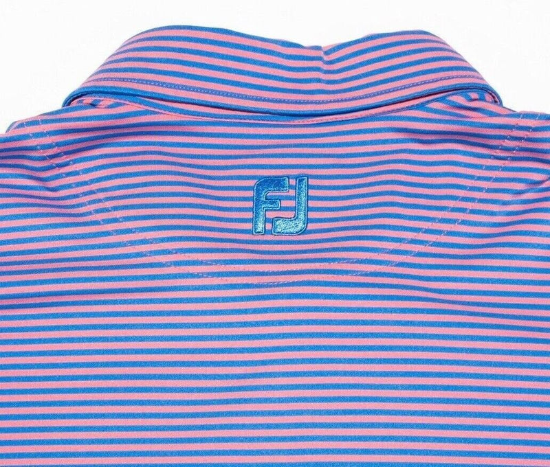 FootJoy Golf Shirt XXL Men's Polo Pink Blue Striped Wicking Performance 2XL