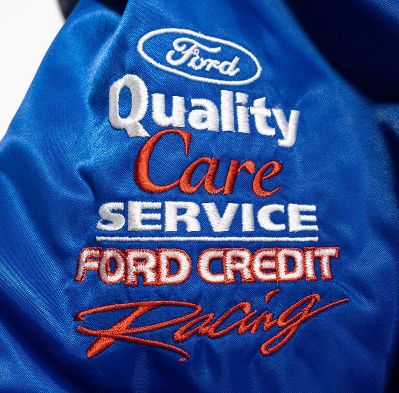 Chase Authentics NASCAR Jacket Men's Large Ford Quality Care Jarrett Blue Snap