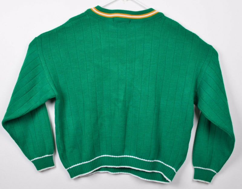 Vtg 80s Guinness Beer Men's Sz Medium V-Neck Made in Ireland Knit Green Sweater