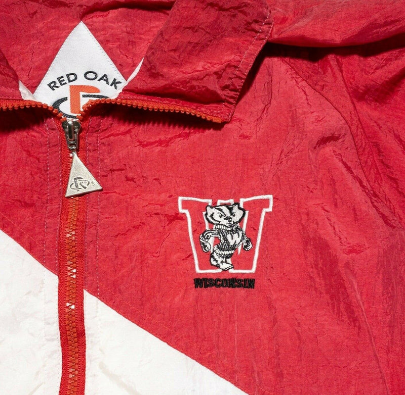 Wisconsin Badgers Vintage 90s Windbreaker Jacket Red White Striped Men's XL