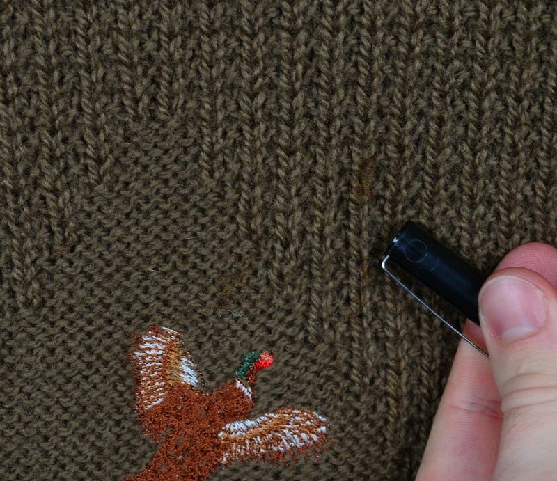 Vintage 80s Pendleton Men's XL Wool Pheasant Embroidered Hunting Knit Sweater