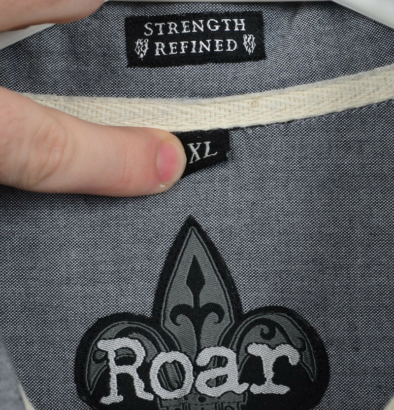 Roar Men's XL Tribal Raw Edge Pearl Snap Gray Strength Refined Squadron Shirt